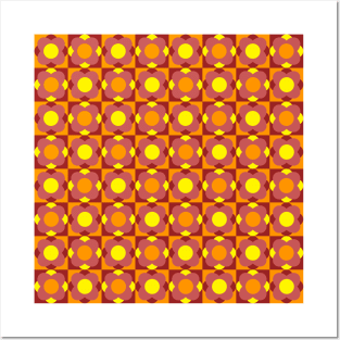 orange and yellow nineteen-seventies style abstract geometrical pattern Posters and Art